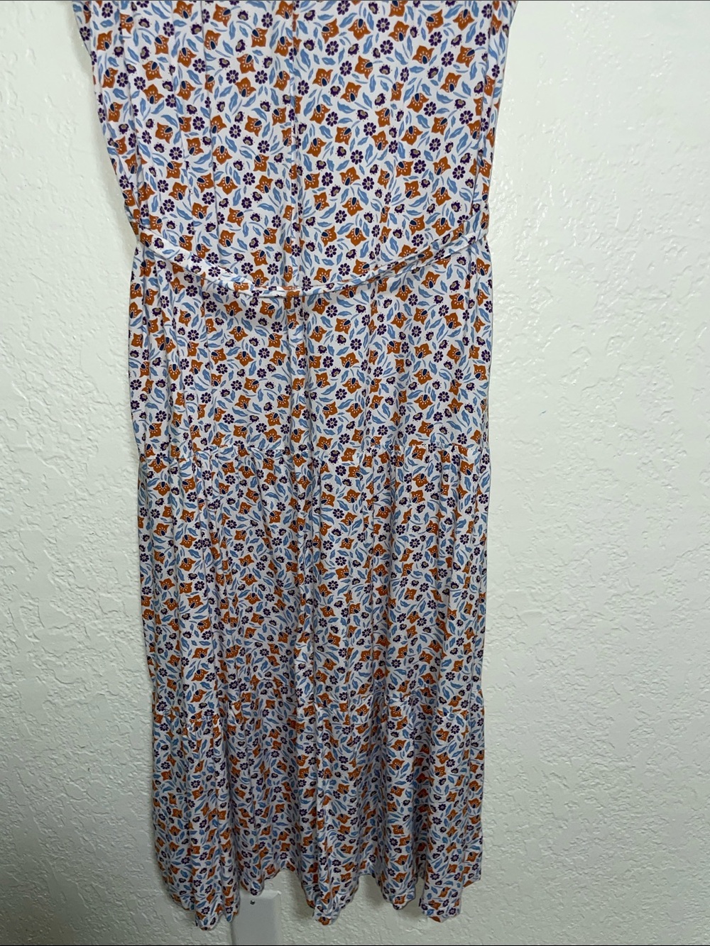 croft & barrow White Maxi Dress with Blue and Brown Floral Print - Picture 12 of 12